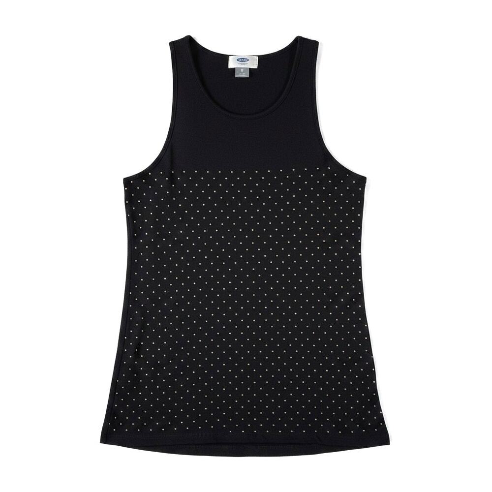 VTG Y2K Old Navy Womens Studded Bling Tank Top Black XS Casual Goth Rock Grunge